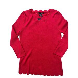 Cable & Gauge Knit Sweater Womens Small NWT Red Solid 3/4 Sleeve Classic